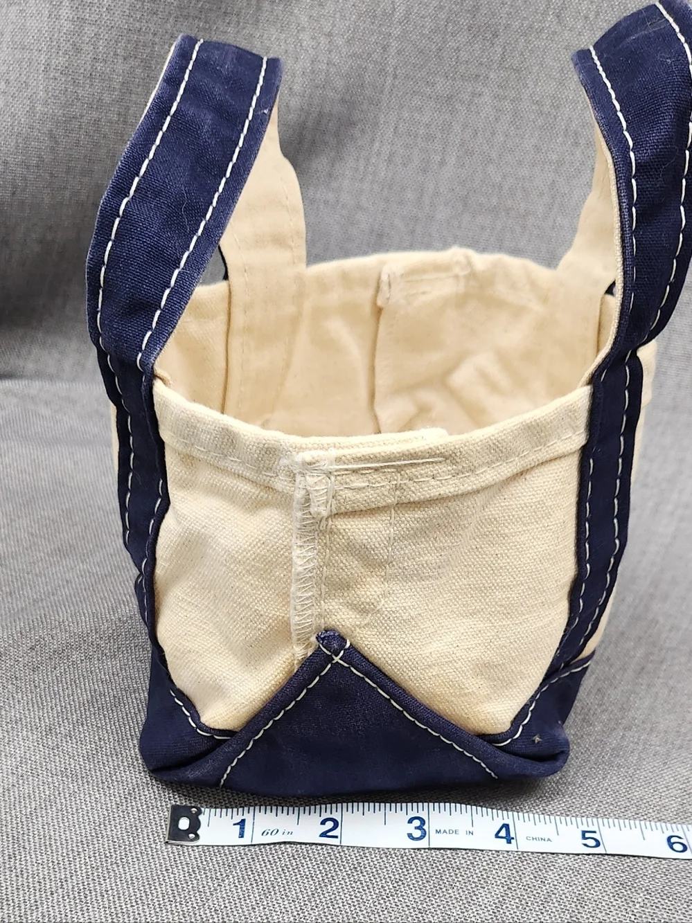 Vintage L.L.Bean Blueberry Embroidered Mini Boat USA Made Canvas Tote. - Picture 9 of 9